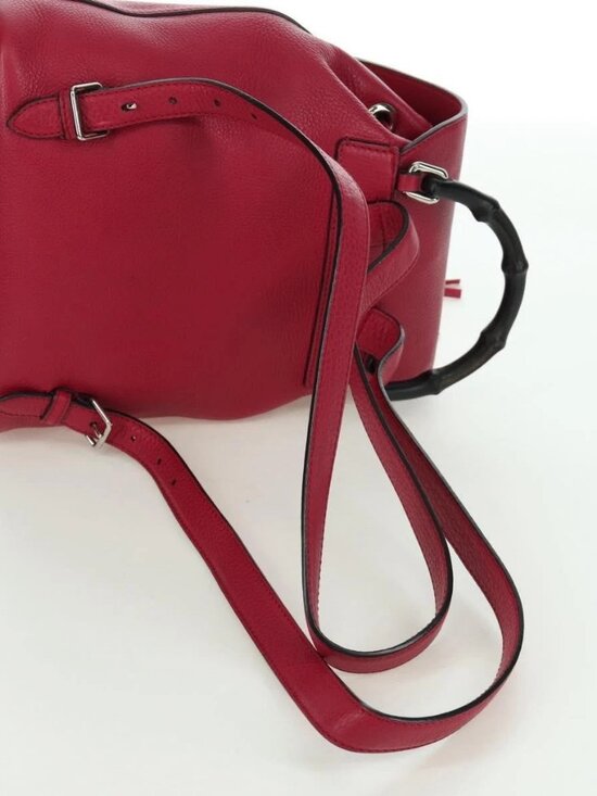 GUCCI Bamboo Backpack Leather Pink Silver 387149 Auth 171479V main image 8